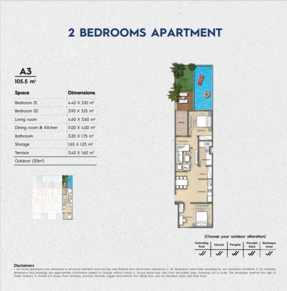 Tow bedroomed with outdoor 30 sqm