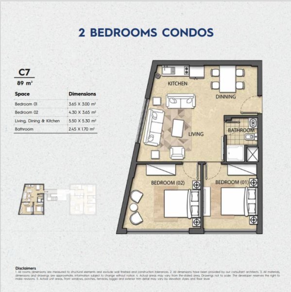 Two bedroom with Larg Windows 